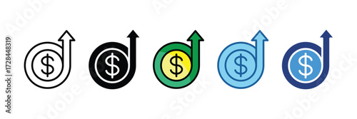 Dollar Up  Icon Element For Design