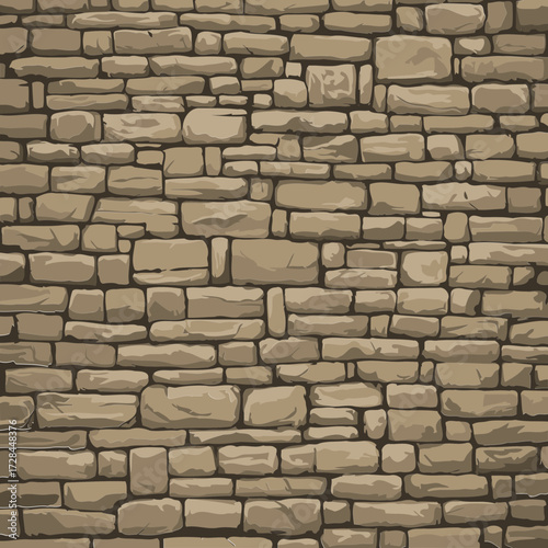 Stone wall texture showing irregular stonework pattern. Detailed, graphic depiction of a stone wall.