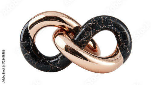 Intertwined infinity symbol, rose gold and black marble