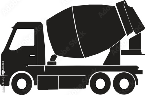 simple concrete cement mixer truck silhouette vector On white background.
