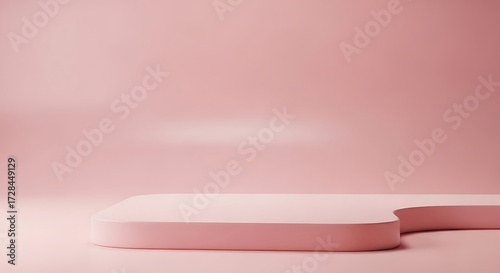 Soft pink podium or platform for product display, set against a matching pastel background
