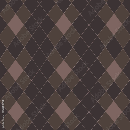 Geometric pattern of dark brown, burgundy, and light mauve diamonds on a dark gray background. Abstract design with no people or objects.