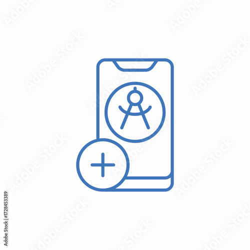 mobile compass added icon sign vector