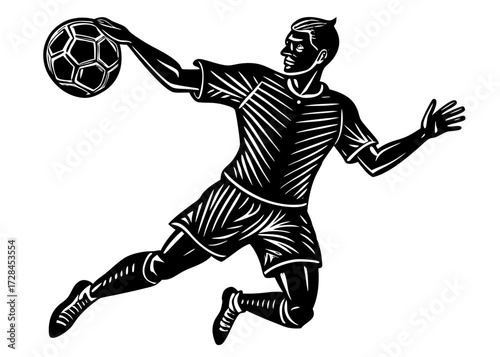 Football Player Heading Ball Silhouette, Sports and Fitness SVG, PNG