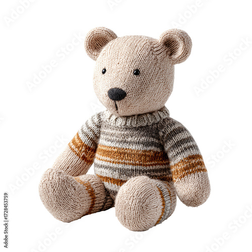 Knitted teddy bear, neutral colors