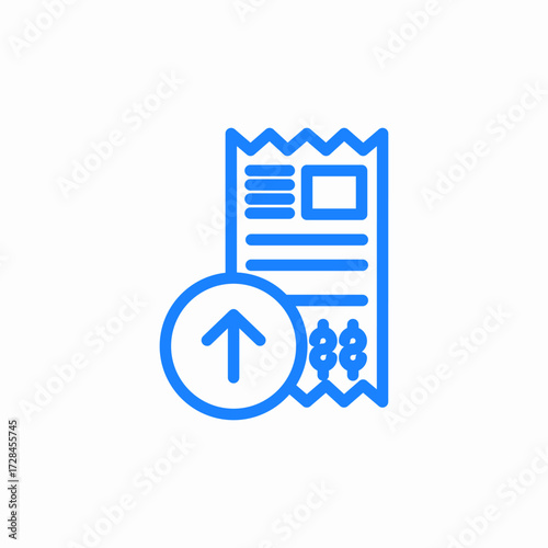 receipt upwards arrow icon sign vector