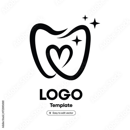 Dental heart logo with transparent background