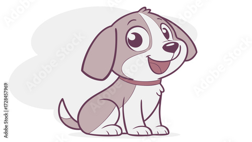 Cute Cartoon Dog Sitting with Tongue Out, Friendly Pet Character Vector Illustration SVG