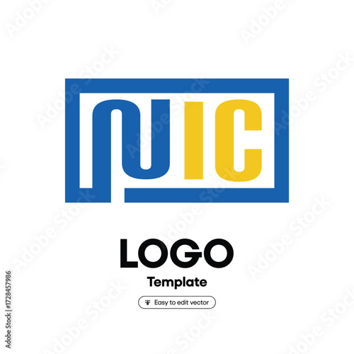 Nic initial lettermark logo with transparent background