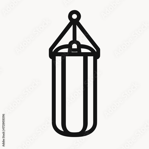 Simple black outline illustration of a punching bag