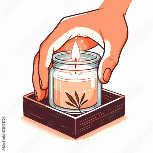 Aromatherapy candle close-up vector