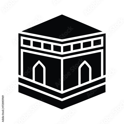 Mecca Kaaba Outline Religious Background Icon