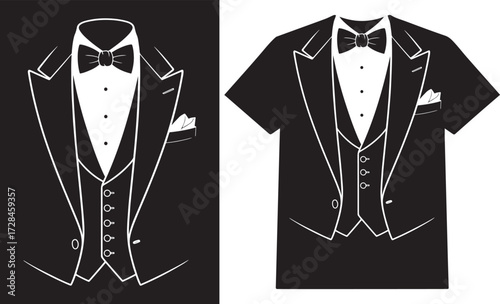 Tuxedo Suit Costume T-Shirt – Formal Bow Tie Graphic Design
