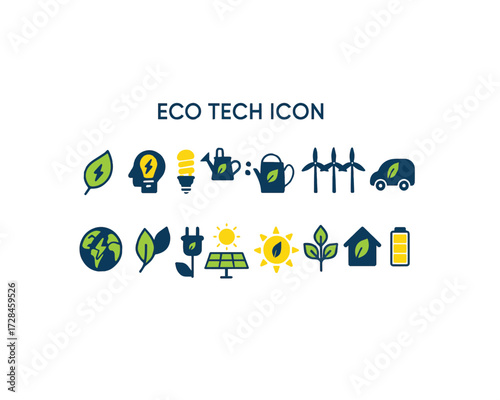  Eco tech icon vector design illustration set.