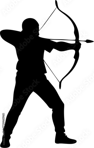 Archery Silhouettes Vector | Bow Arrow Sport Clipart | Hunter Target Icon Design