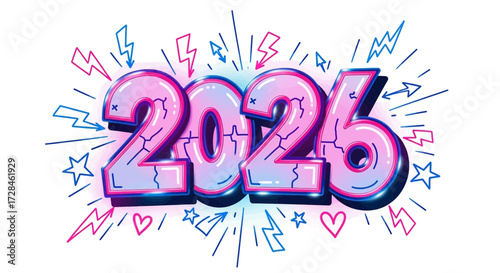 Celebrate 2026 with vibrant, eye-catching artwork for New Year's greetings, party invitations, and festive decorations that spread joy and excitement