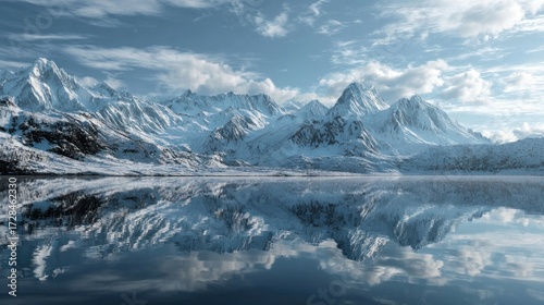 Wallpaper Mural Snowy mountain range reflection Torontodigital.ca