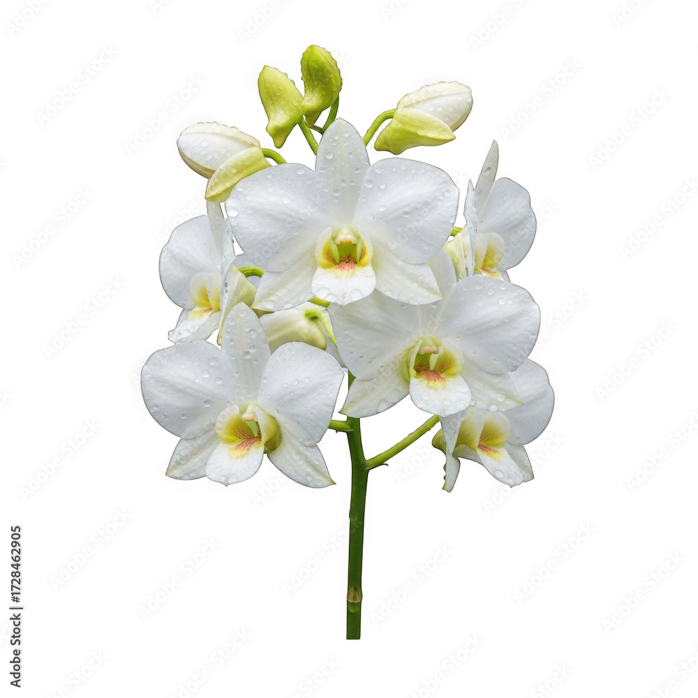 Fototapeta premium Dendrobium crumenatum (pigeon orchid) — “white fragrant Dendrobium flowers appearing suddenly after rain.”
