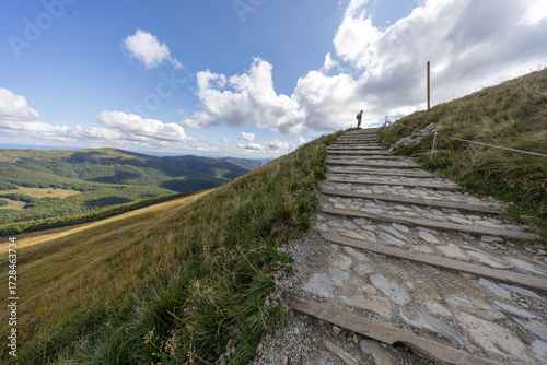 Hiking along the red trail to the highest peak of the Bieszczady Mountains - Tarnica