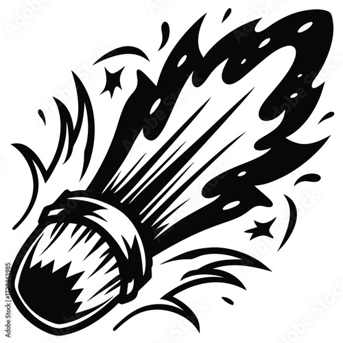 Black and white cannon emitting striking fire with bold design elements