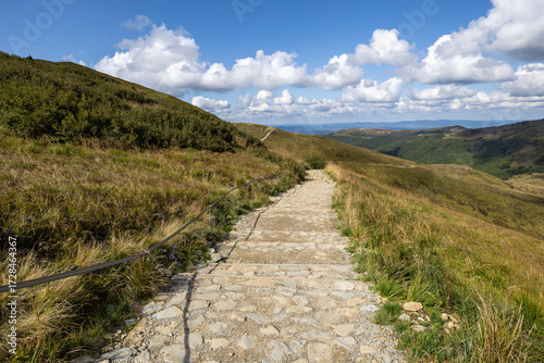 Hiking along the red trail to the highest peak of the Bieszczady Mountains - Tarnica