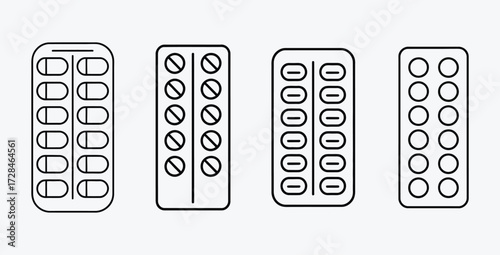 Various Pill Blister Packs in Vector Illustration Representing Pharmaceutical Industry