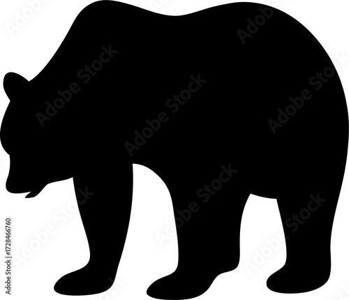 Bear Silhouette Vector | Wild Animal Outline | Wildlife Forest Icon Design