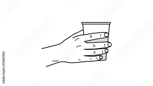 A hand holding a disposable cup, showing the fingers and the cup's rim.