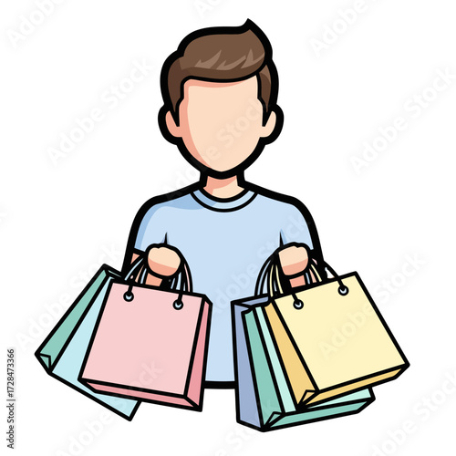 Person holding multiple colorful shopping bags, representing shopping and consumerism