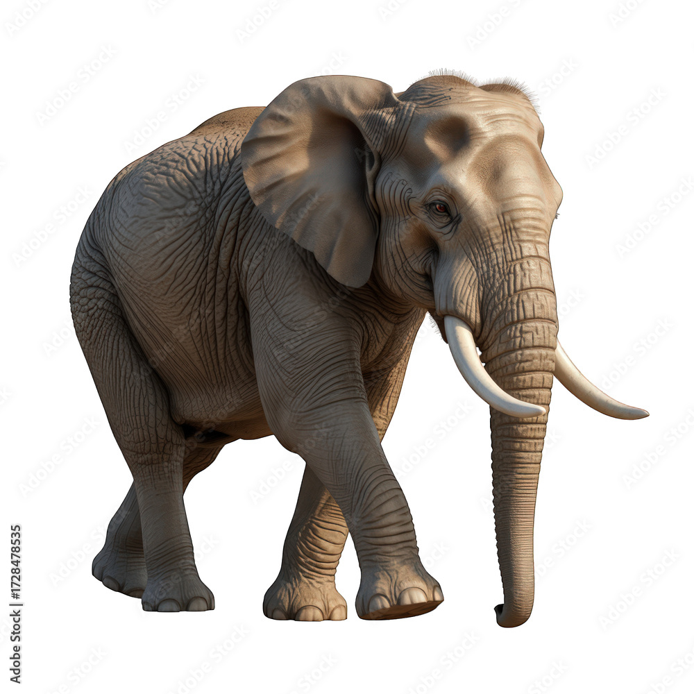 Fototapeta premium Majestic elephant walking on transparent background