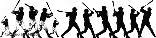 Dynamic baseball player silhouettes in action capturing the thrill of the game