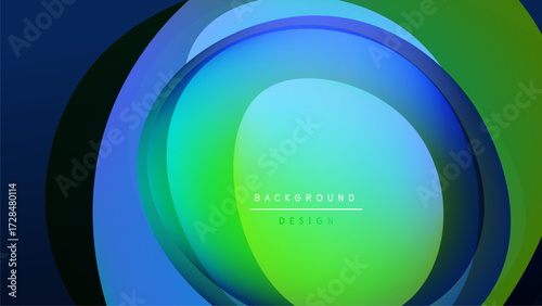 Abstract circular layers, vibrant bluegreen gradient. Modern design, smooth transitions, dark background creates depth. Minimalist aesthetic.