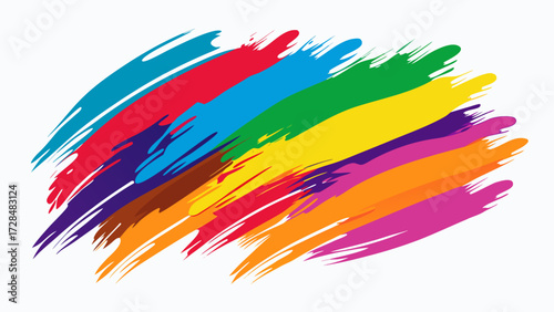 Colorful diagonal brush strokes on a white background