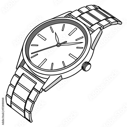 Elegant wristwatch with metal band