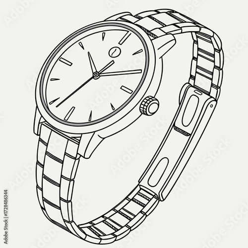Stylish wristwatch with metal band