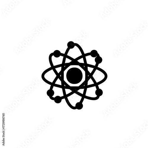 Simple Line Style Detailed Atom Model Science Chemistry Illustration