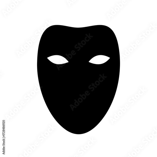 Minimalist Solid Black Mask Silhouette Anonymous Disguise Costume Party Icon