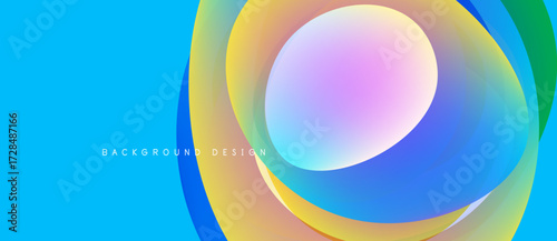 Bright abstract design features overlapping colorful circles. Gradient hues blend, creating dynamic visual effect. Background text reads background design.