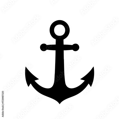 Simple Black and White Outline Anchor Nautical Maritime Element Icon