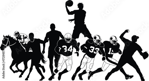 Dynamic silhouette of football players in action dynamic action scene sports team