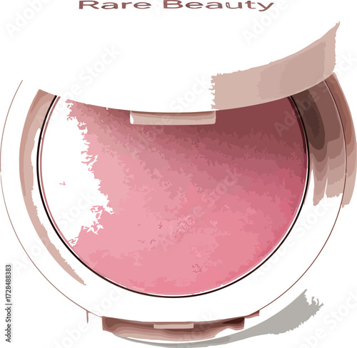 Pink blush makeup product on a plain background, beauty and cosmetics