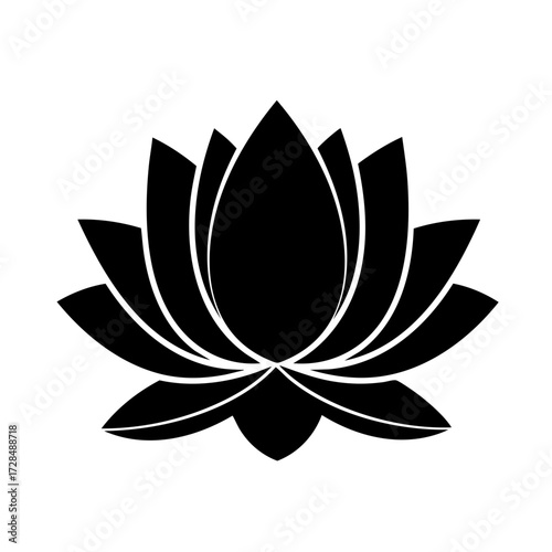Minimalist Simple Lotus Flower Icon Illustration Symbol Decorative Design