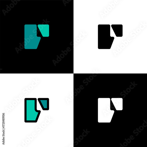 Logo letter F, font alphabet, set of four letter for your brand name design, vector illustration 10 EPS