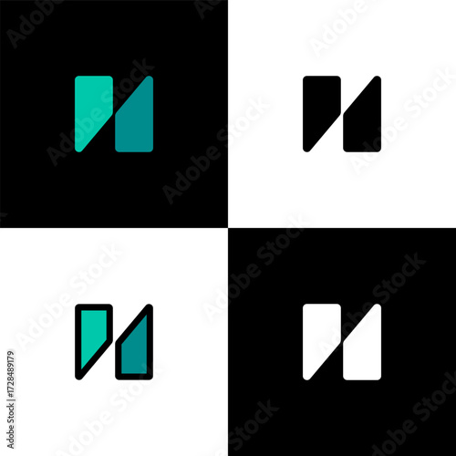 Logo letter H, font alphabet, set of four letter for your brand name design, vector illustration 10 EPS