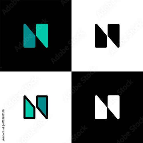 Logo letter N, font alphabet, set of four letter for your brand name design, vector illustration 10 EPS