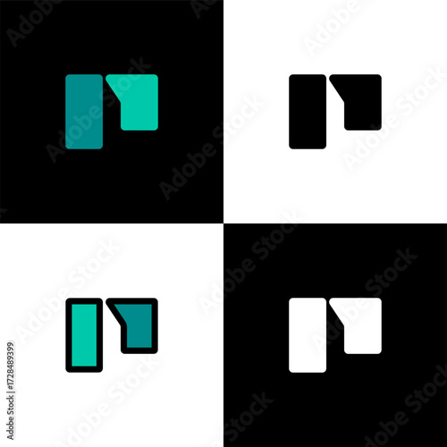 Logo letter P, font alphabet, set of four letter for your brand name design, vector illustration 10 EPS