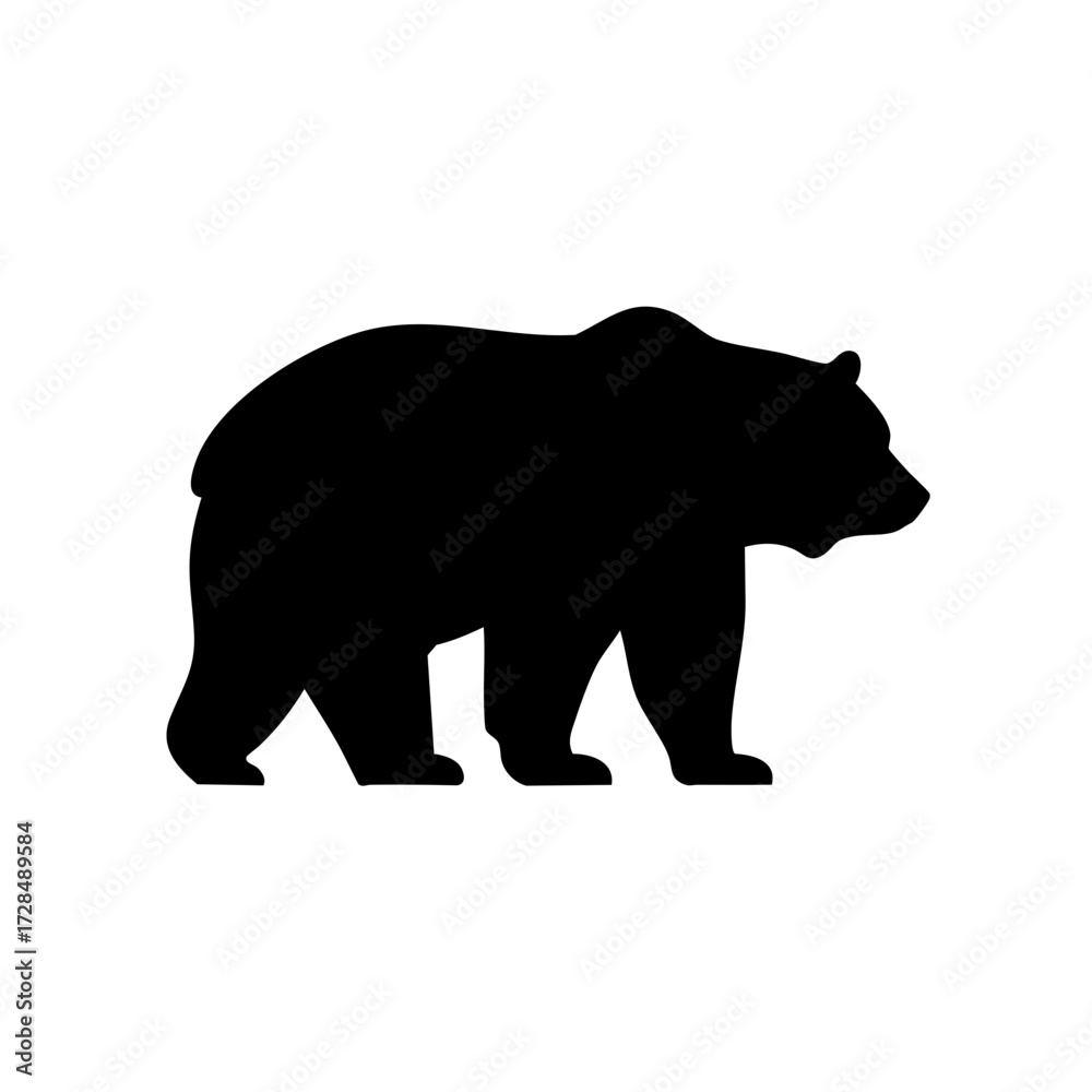 Fototapeta premium Minimalist Silhouette Standing Grizzly Bear Wildlife Creature Mammal Illustration