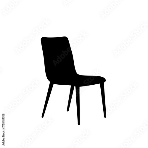 Minimalist Black Silhouette Comfortable Chair with Fabric Upholstery Furniture