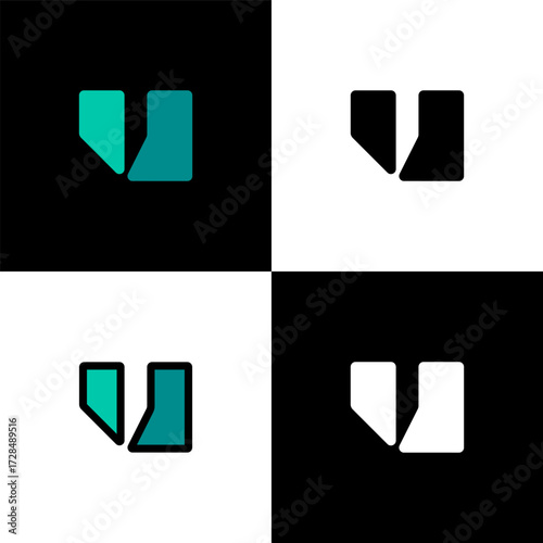 Logo letter U, font alphabet, set of four letter for your brand name design, vector illustration 10 EPS