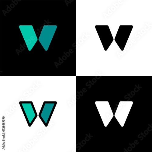 Logo letter W, font alphabet, set of four letter for your brand name design, vector illustration 10 EPS
